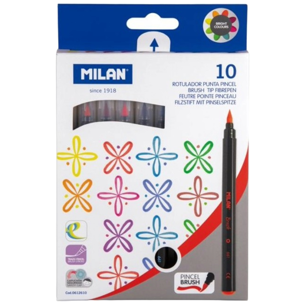 ΜΑΡΚΑΔΟΡΟΙ ΖΩΓΡΑΦΙΚΗΣ MILAN ΠΙΝΕΛΟ (4 ΜΜ) 10 ΧΡΩΜΑΤΩΝ 0612610