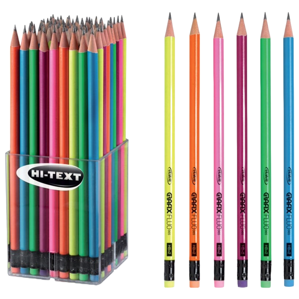 ΜΟΛΥΒΙ HI-TEXT 065MG072BA ΜΕ ΓΟΜΑ ΗΒ FLUO ΧΡΩΜΑΤΑ (ΠΟΤΗΡΙ 72 ΤΕΜ.)