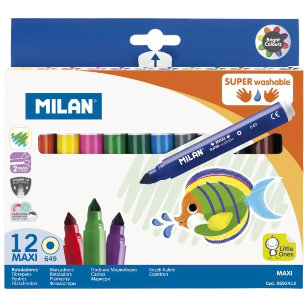 ΜΑΡΚΑΔΟΡΟΙ ΖΩΓΡΑΦΙΚΗΣ MILAN MAXI (7.5MM) SUPER WASHABLE 12 ΧΡΩΜΑΤΩΝ 0692412
