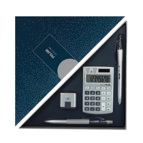 ΣΕΤ ΔΩΡΟΥ MILAN 08737 P1 SILVER 4 ΤΜΧ (ΓΟΜΑ, ΣΤΥΛΟ, ΜΗΧ. ΜΟΛΥΒΙ , ΑΡΙΘΜ/ΧΑΝΗ)