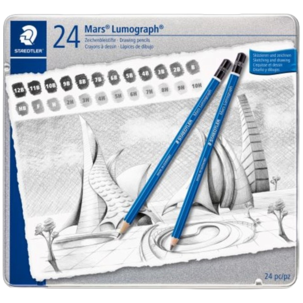 ΜΟΛΥΒΙ STAEDTLER ΣΧΕΔΙΟΥ 100 MARS LUMOGRAPH METAL BOX (24 ΤΕΜ.) 100 G24