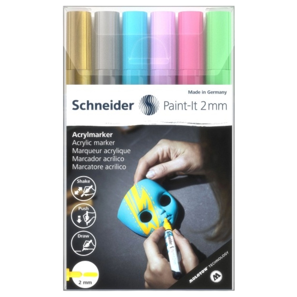 ΜΑΡΚΑΔΟΡΟΙ SCHNEIDER PAINT-IT 310 2MM ΣΕΤ 6 ΠΑΣΤΕΛ ΜΕΤΑΛΛΙΚΑ ΧΡΩΜΑΤΑ 120196