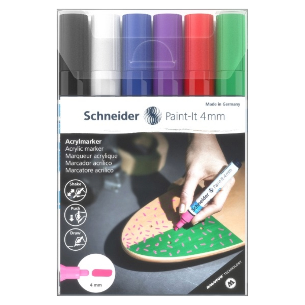 ΜΑΡΚΑΔΟΡΟΙ SCHNEIDER PAINT-IT 320 (4mm) ΣΕΤ 6 ΧΡΩΜ. ΒΑΣΙΚΑ 120295