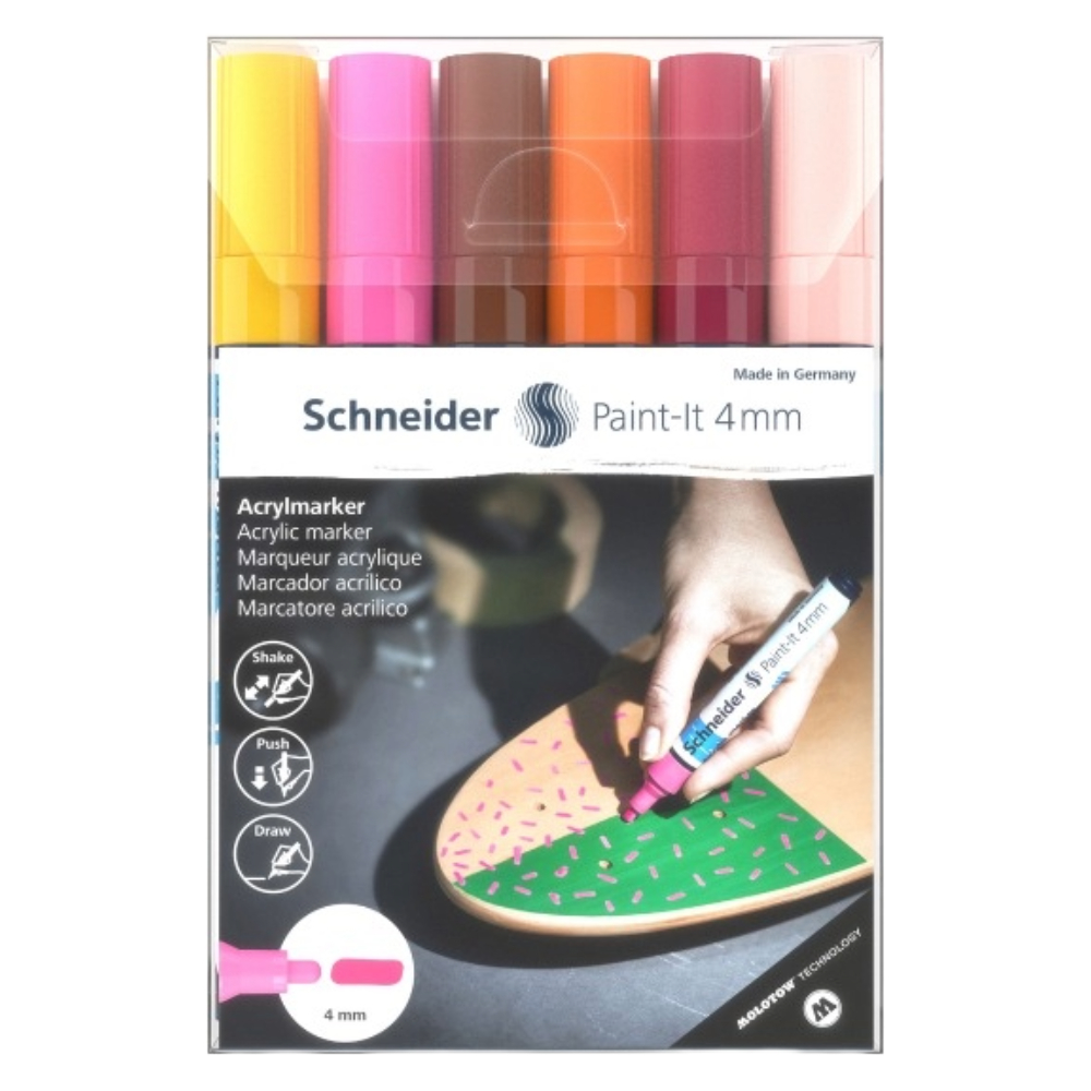 ΜΑΡΚΑΔΟΡΟΙ SCHNEIDER PAINT-IT 320 (4mm) ΣΕΤ 6 ΧΡΩΜ. ΓΗΙΝΑ 120297