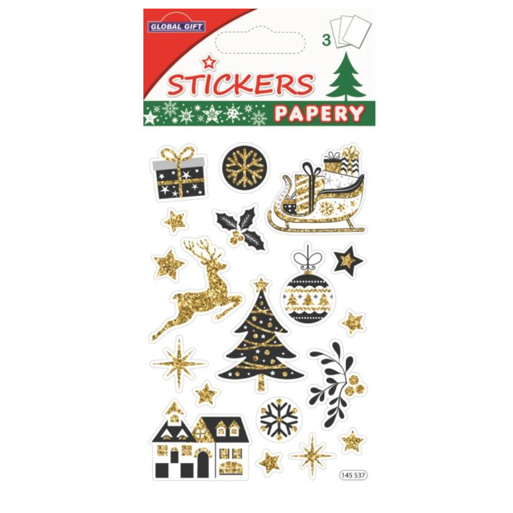 STICKERS CHRISTMAS PAPERY 8X13CM 145537 GLOBAL GIFT