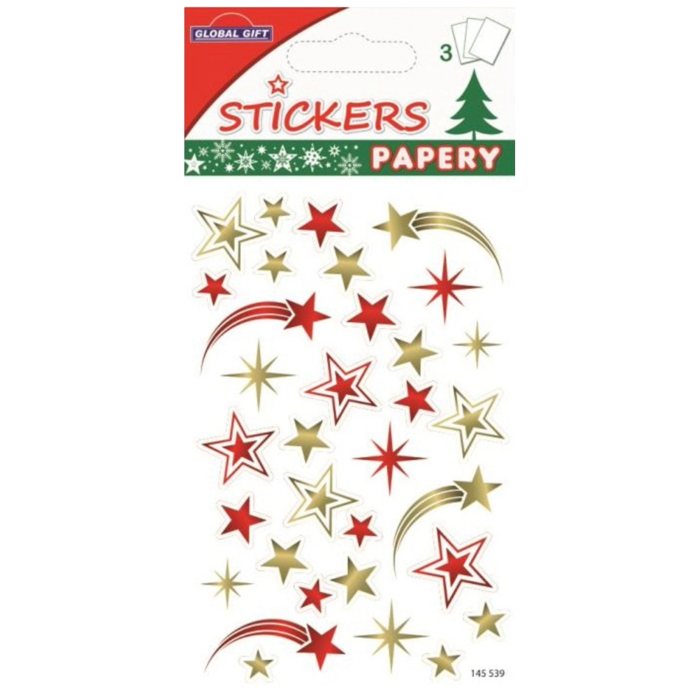 STICKERS CHRISTMAS PAPERY 8X13CM 145539 GLOBAL GIFT