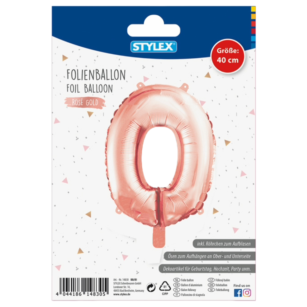 ΜΠΑΛΟΝΙ ΑΡΙΘΜΟΣ 0 METΑΛΛΙΖΕ ΧΡΩΜΑ ROSEGOLD - SILVER 1 ΤΕΜΑΧΙΟ, ΜΕΓΕΘΟΣ 40CM STYLEX 14830