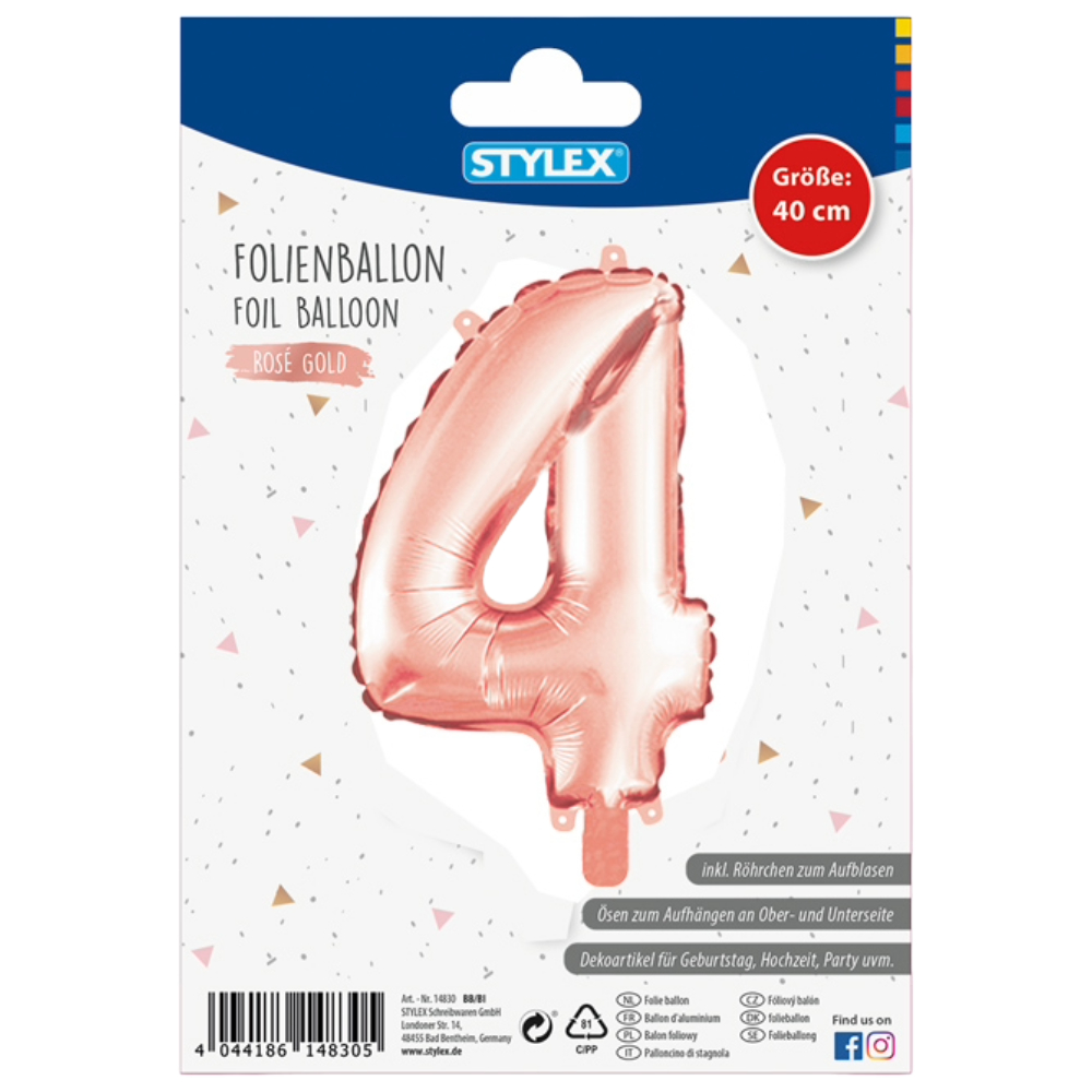 ΜΠΑΛΟΝΙ ΑΡΙΘΜΟΣ 4 METΑΛΛΙΖΕ ΧΡΩΜΑ ROSEGOLD - SILVER 1 ΤΕΜΑΧΙΟ, ΜΕΓΕΘΟΣ 40CM STYLEX 14834