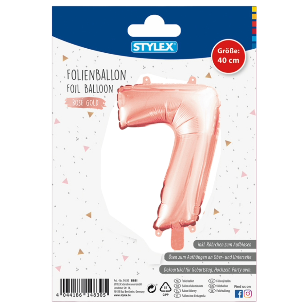 ΜΠΑΛΟΝΙ ΑΡΙΘΜΟΣ 7 METΑΛΛΙΖΕ ΧΡΩΜΑ ROSEGOLD - SILVER 1 ΤΕΜΑΧΙΟ, ΜΕΓΕΘΟΣ 40CM STYLEX 14837