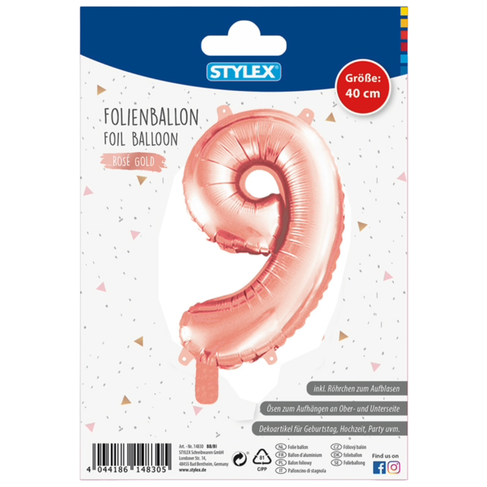 ΜΠΑΛΟΝΙ ΑΡΙΘΜΟΣ 9 METΑΛΛΙΖΕ ΧΡΩΜΑ ROSEGOLD - SILVER 1 ΤΕΜΑΧΙΟ, ΜΕΓΕΘΟΣ 40CM STYLEX 14839