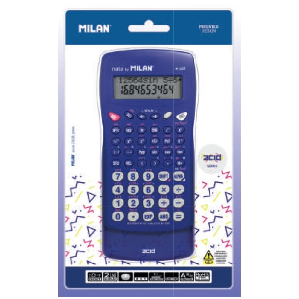 ΑΡΙΘΜΟΜΗΧΑΝΗ MILAN ΕΠΙΣΤΗΜΟΝΙΚΗ 10+2 BLUE. 2 ΓΡΑΜ. (14.3x7.4x1.4cm), 228 ΛΕΙΤ, ΜΠΑΤΑΡΙΑΣ 159005BBL
