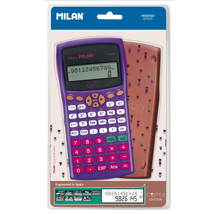 ΑΡΙΘΜΟΜΗΧΑΝΗ MILAN ΕΠΙΣΤΗΜΟΝΙΚΗ COPPER 10+2, 2 ΓΡΑΜ. 240 ΛΕΙΤ, ΜΠΑΤΑΡΙΑΣ+ ΚΑΛΥΜΜΑ 159110CPBL