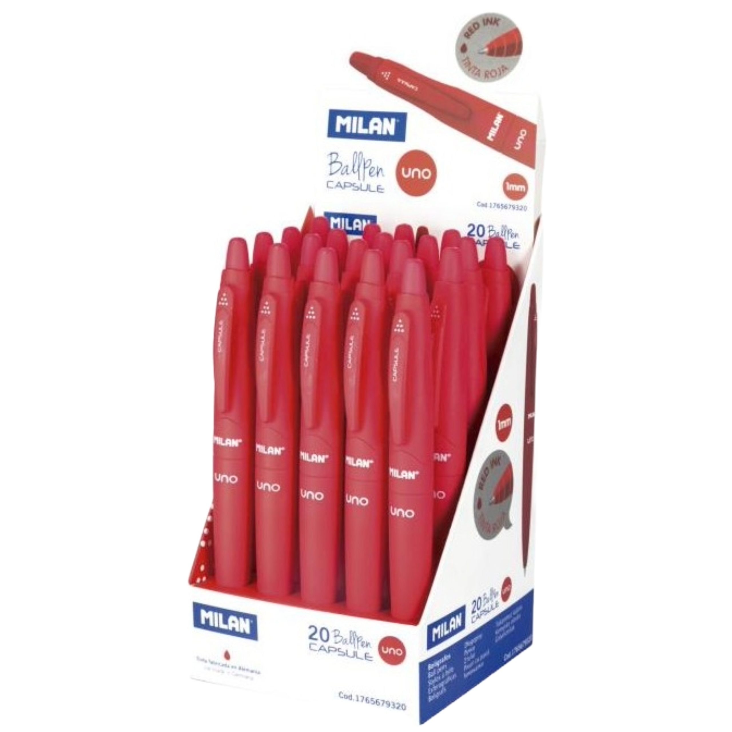 ΣΤΥΛΟ ΔΙΑΡΚΕΙΑΣ MILAN CAPSULE 1.0MM +ΚΟΥΜΠΙ UNO (ΣΤΑΝΤ=20 ΤΕΜ) 1765679320 ΚΟΚΚΙΝΟ
