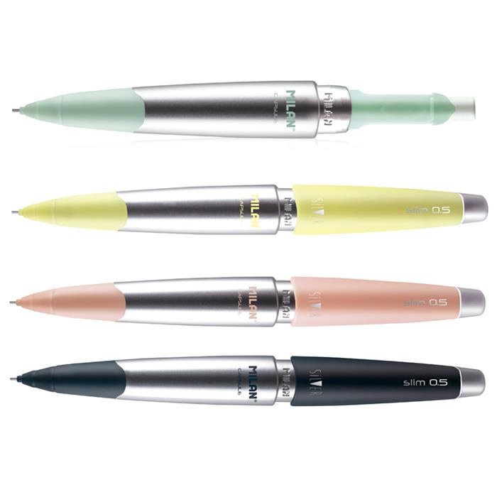 ΜΗΧΑΝΙΚΟ ΜΟΛΥΒΙ MILAN 0,5 185028920 +ΓΟΜΑ CAPSULE SILVER SLIM (ΣΤΑΝΤ= 20 ΑΣΟΡΤΙ)