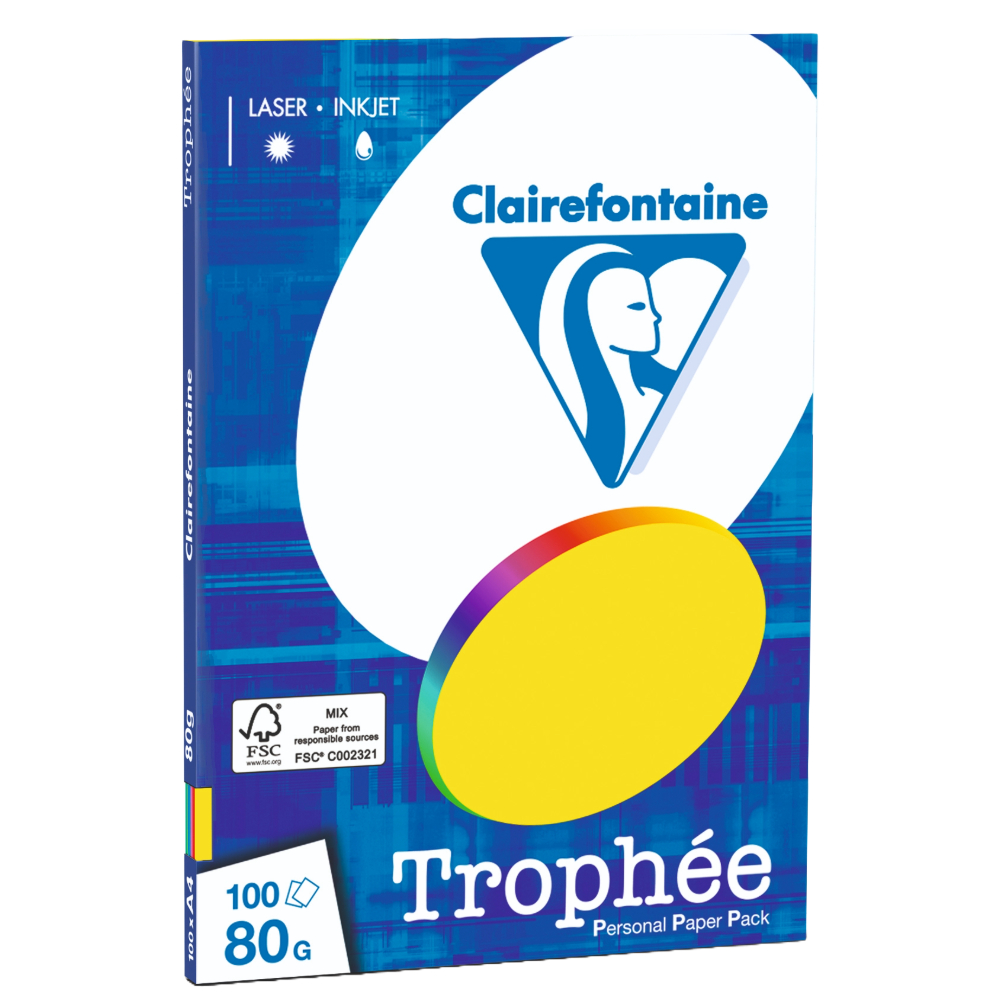 ΧΑΡΤΙ A4 80G ΧΡΩΜΑ ΑΣΟΡΤΙ ΕΝΤΟΝΟ ΠΑΚΕΤΟ 100 Φ. CLAIREFONTAINE 1876-0C