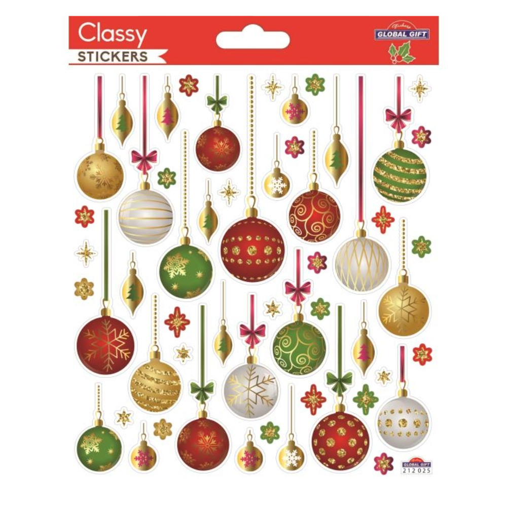 STICKERS CHRISTMAS CLASSY 15X17CM 212025 GLOBAL GIFT