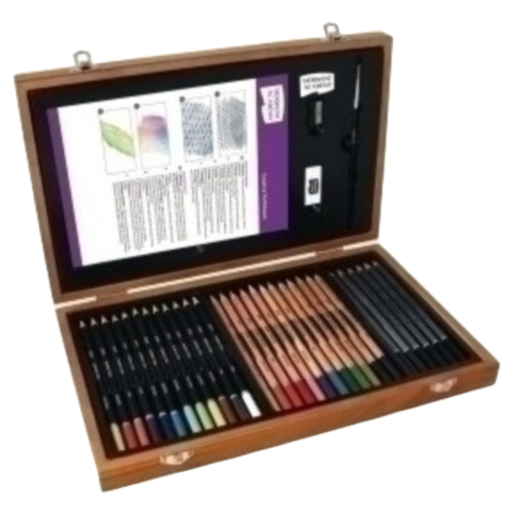 ΣΕΤ ΖΩΓΡΑΦΙΚΗΣ DERWENT WOODEN BOX ACADEMY ΞΥΛΟΜΠΟΓΙΑ + ΜΟΛΥΒΙ 2300147