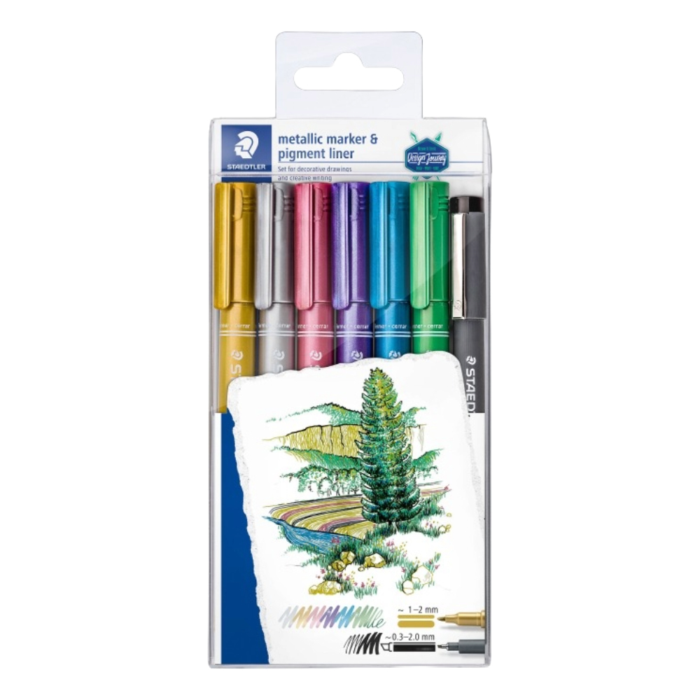 ΜΑΡΚΑΔΟΡΟΣ ART STAEDTLER 8323 METALLIC PEN (ΣΕΤ 6 ΤΕΜ.+ PROMO1 PIGMENT LINER 308)