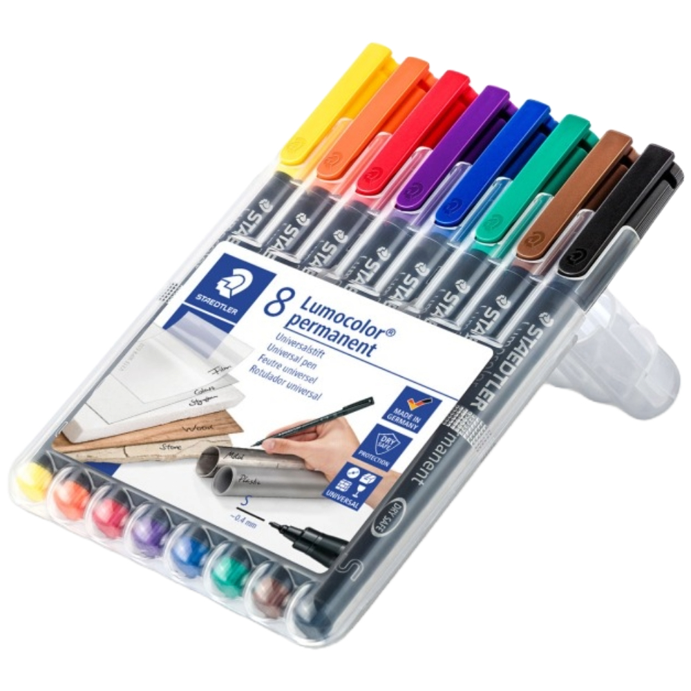 ΜΑΡΚΑΔΟΡΟΣ ΥΑΛΟΓΡΑΦΟΣ STAEDTLER 313 LUMOCOLOR S PERMANENT (ΓΡΑΦΗ 0.4MM) ΣΕΤ 8 ΤΕΜ. 313 WP8