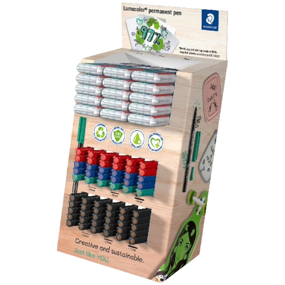ΜΑΡΚΑΔΟΡΟΣ ΥΑΛΟΓΡΑΦΟΣ STAEDTLER 31 CA120 LUMOCOLOR PERMANENT ΒΙΤΡΙΝΑ (MIX 120 ΤΕΜ.)