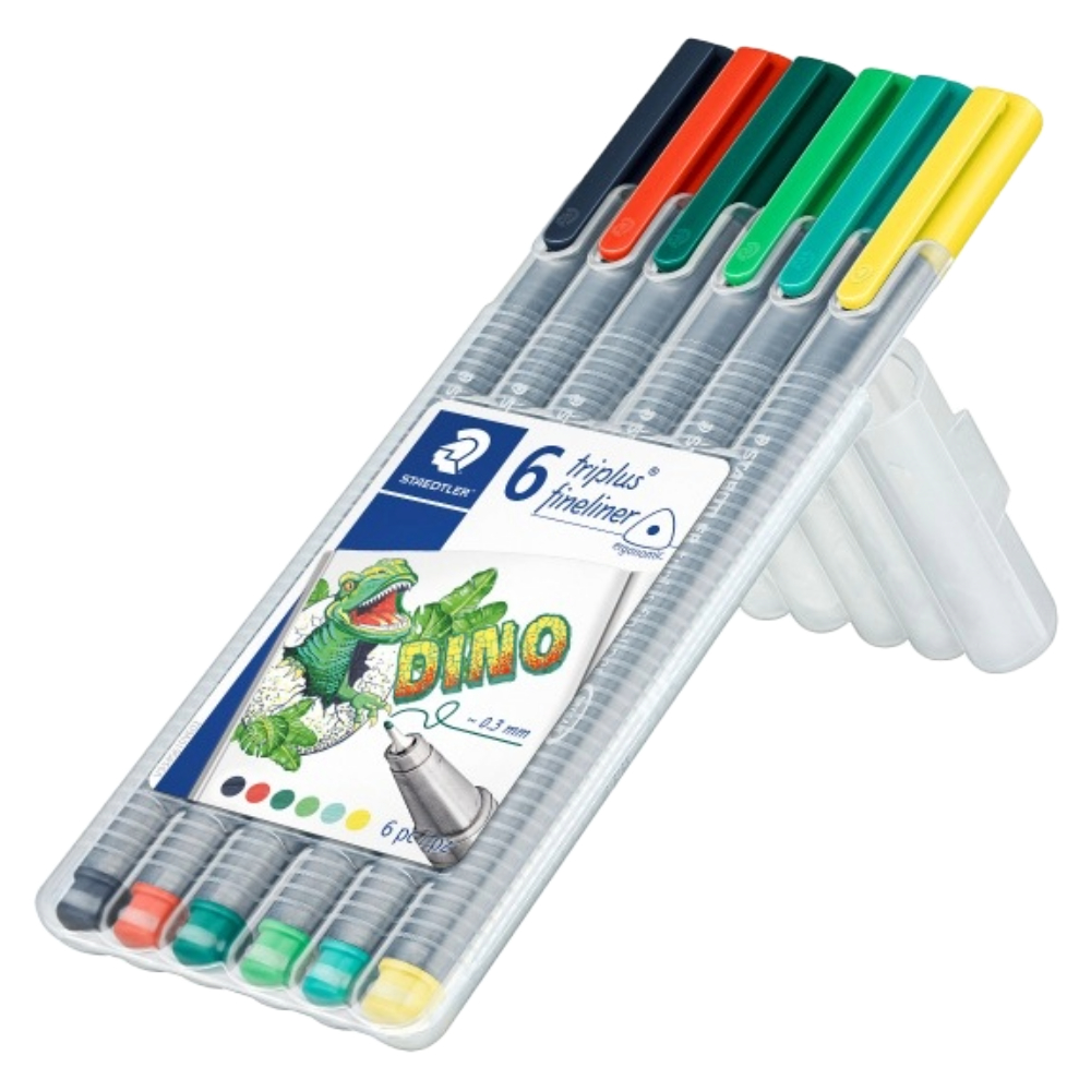 ΜΑΡΚΑΔΟΡΟΣ ΓΡΑΦΗΣ STAEDTLER 334 TRIPLUS FINELINER ( 6 ΧΡΩΜ. DINO) 334 SB6CS10