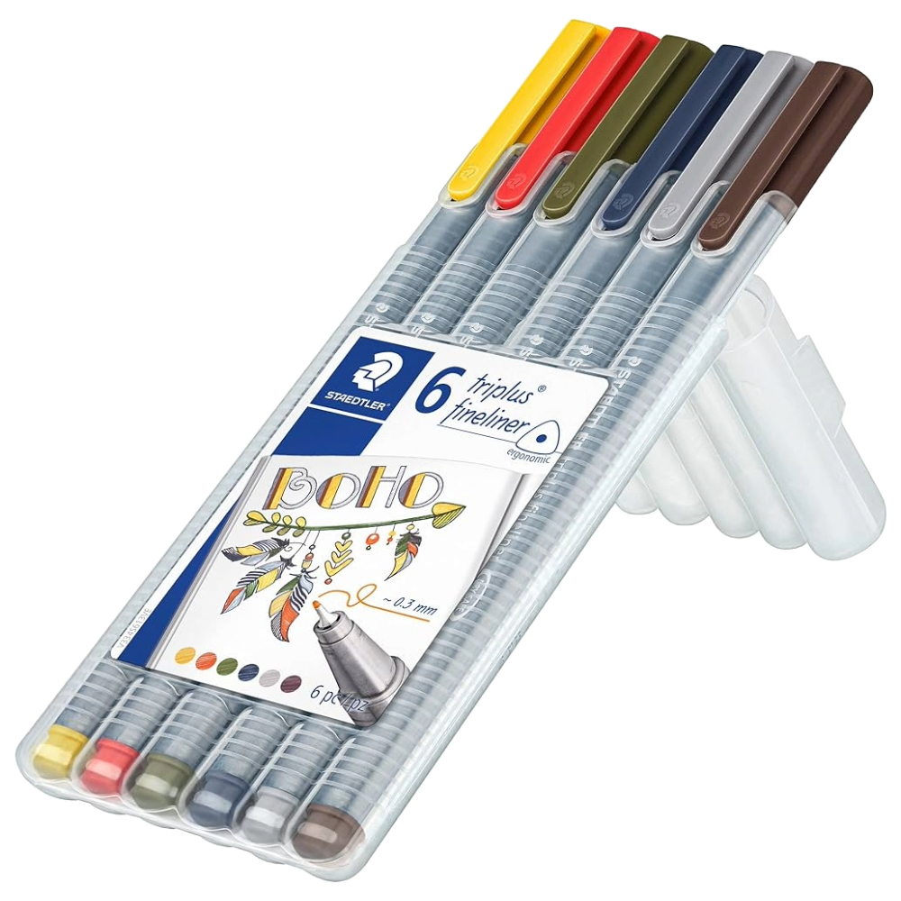ΜΑΡΚΑΔΟΡΟΣ ΓΡΑΦΗΣ STAEDTLER 334 TRIPLUS FINELINER ( 6 ΧΡΩΜ. BOHO) 334 SB6CS13