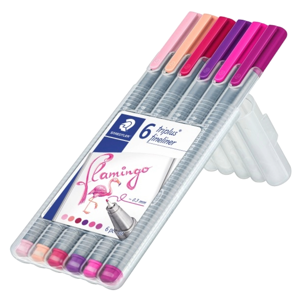 ΜΑΡΚΑΔΟΡΟΣ ΓΡΑΦΗΣ STAEDTLER 334 TRIPLUS FINELINER ( 6 ΧΡΩΜ. FLAMINGO) 334 SB6CS6
