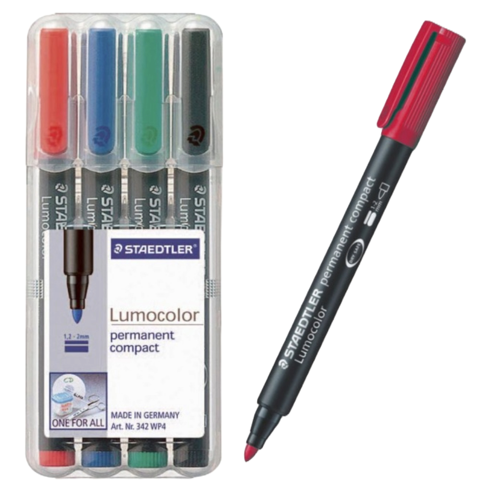 ΜΑΡΚΑΔΟΡΟΣ ΚΙΒΩΤΙΩΝ STAEDTLER 342 LUMOCOLOR PERMANENT (ΣΕΤ 4 ΧΡΩΜ.) 342WP4