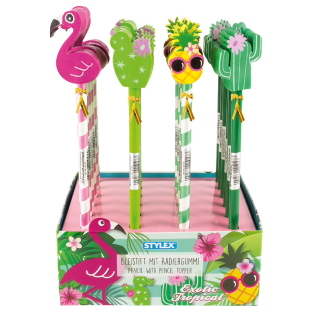 ΜΟΛΥΒΙ ME ΓΟΜΑ STYLEX 42105 (ΣΤΑΝΤ=24 ΤΕΜ) TOPPER TROPICAL 4 ΑΣΟΡΤΙ ΣΧΕΔΙΑ