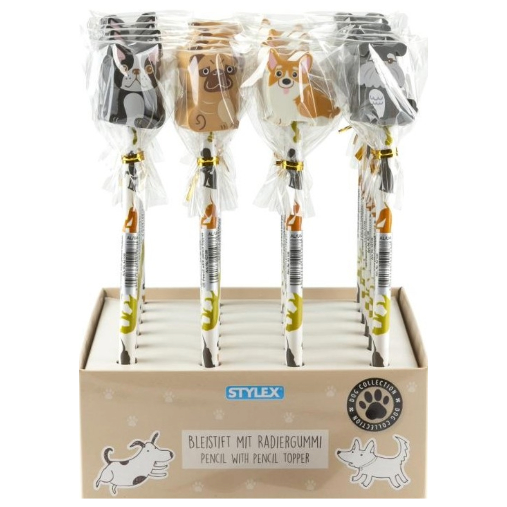 ΜΟΛΥΒΙ ME ΓΟΜΑ STYLEX 42108 (ΣΤΑΝΤ=24 ΤΕΜ) TOPPER DOG COLLECTION 4 ΑΣΟΡΤΙ ΣΧΕΔΙΑ