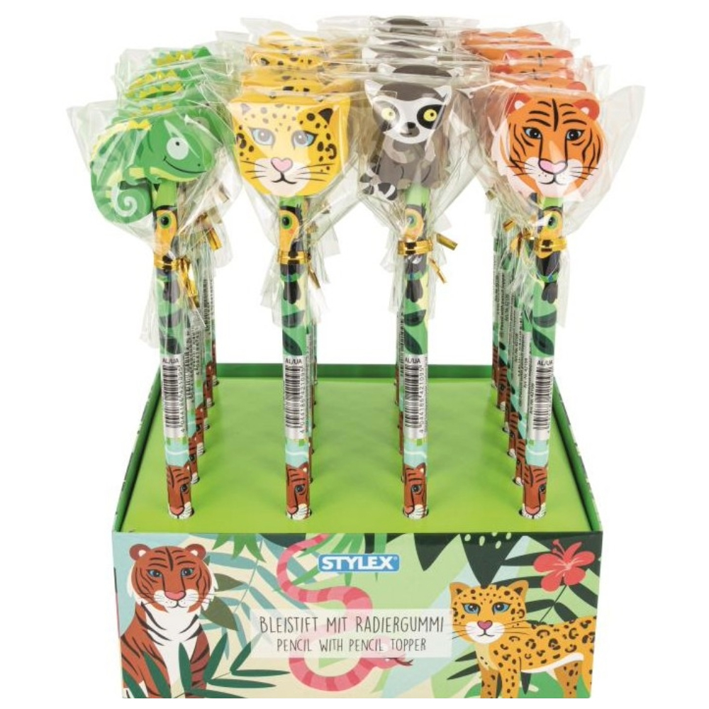 ΜΟΛΥΒΙ ME ΓΟΜΑ STYLEX 42109 (ΣΤΑΝΤ=24 ΤΕΜ) JUNGLE COLLECTION 4 ΑΣΟΡΤΙ ΣΧΕΔΙΑ