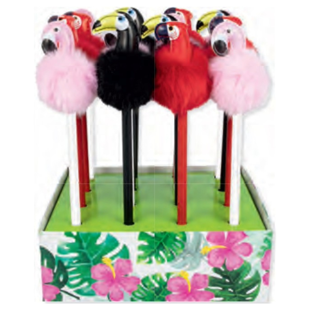 ΜΟΛΥΒΙ ΜΕ TOPPER POMPON STYLEX 42110 (ΣΤΑΝΤ=16 ΤΕΜ) ΑΣΟΡΤΙ/FLAMINGO-ΠΑΠΑΓΑΛΟΣ-TOUCAN