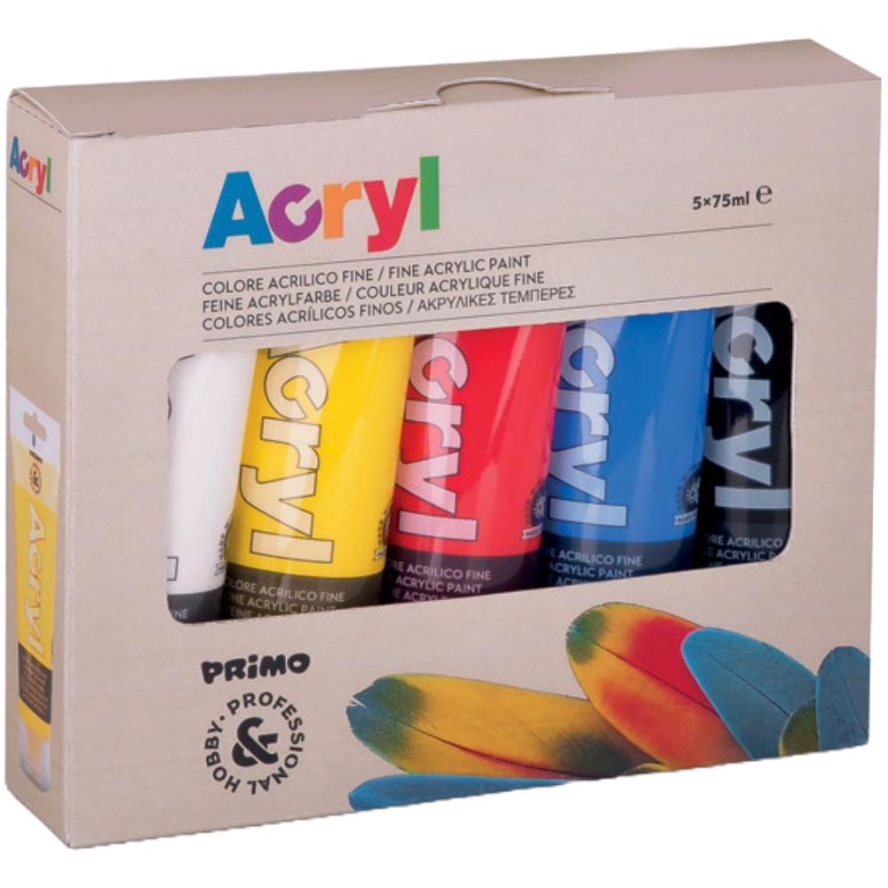 ΑΚΡΥΛΙΚΑ ΧΡΩΜΑΤΑ PRIMO TUBE 75ML (ΣΕΤ 5 ΑΣΟΡΤΙ ΧΡΩΜ.) CMP-421TATM5