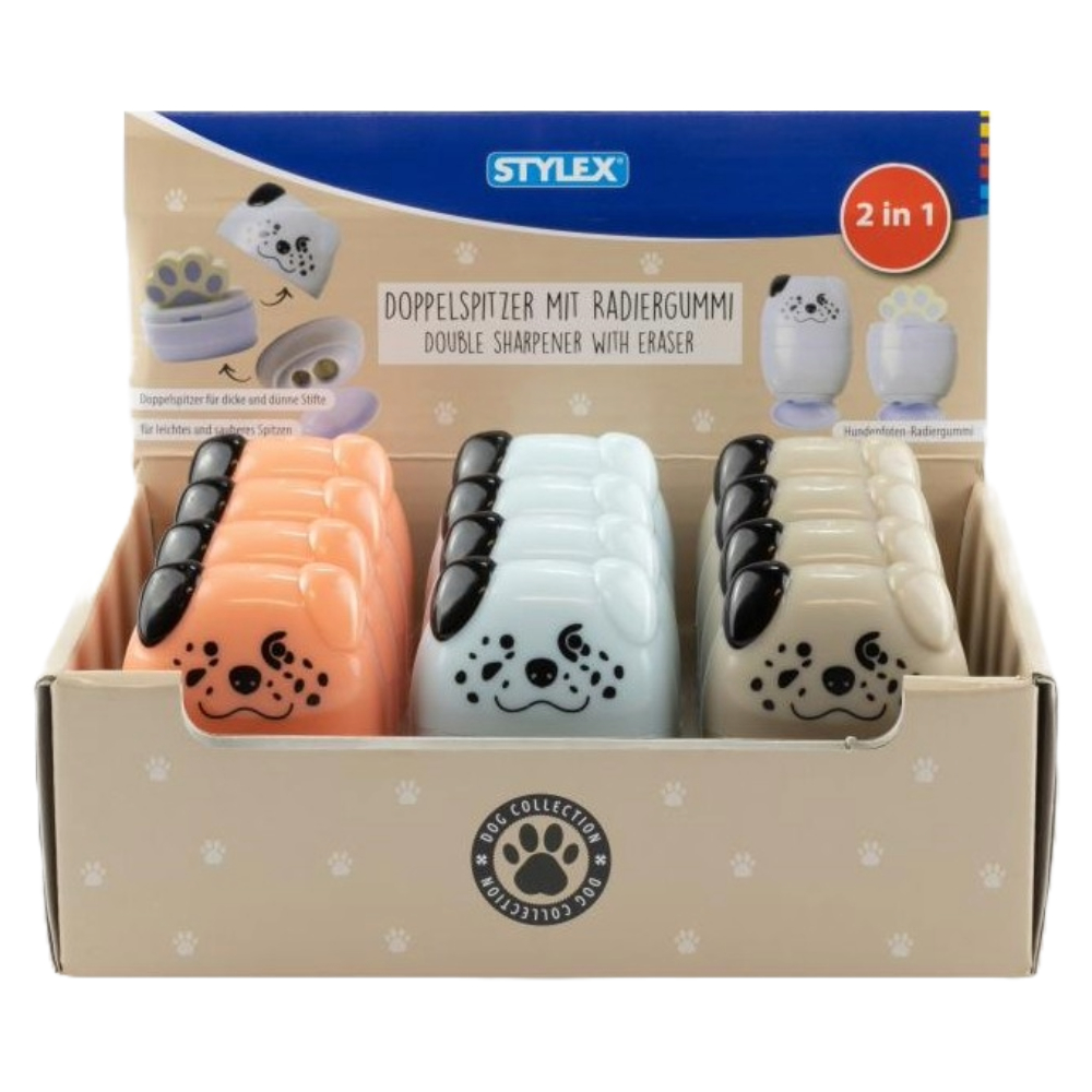 ΞΥΣΤΡΑ +ΓΟΜΑ STYLEX 42605 (ΣΤΑΝΤ=12 ΤΕΜ) ΔΙΠΛΗ DOG COLLECTION (3 ΑΣΟΡΤΙ ΣΧΕΔΙΑ)