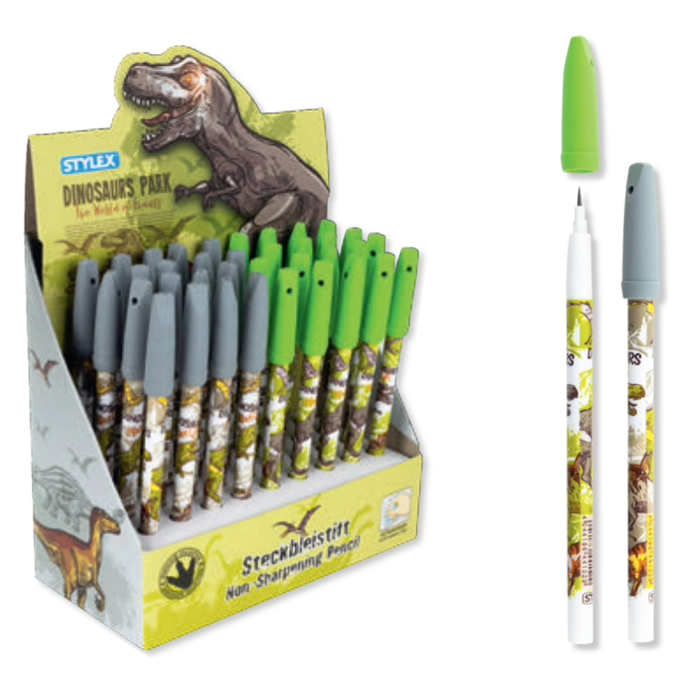 ΜΟΛΥΒΙΑ ΜΑΓΙΚΑ STYLEX 44152 (ΣΤΑΝΤ=36 ΤΕΜ) DINO (ΜΕ ΓΟΜΑ+ ΚΑΠΑΚΙ) 2 ΑΣΟΡΤΙ ΣΧΕΔΙΑ