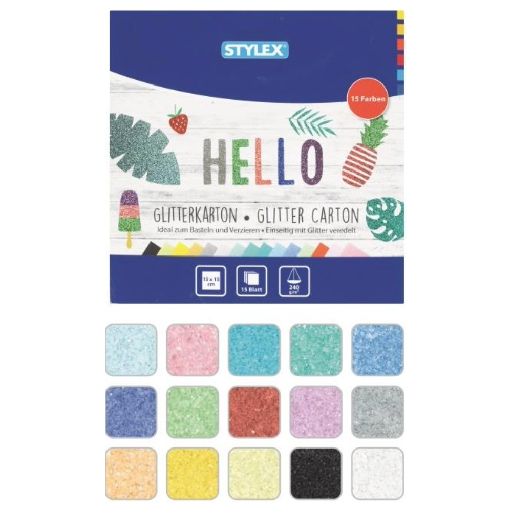 ΜΠΛΟΚ ΚΟΛΑΖ GLITTER 15 Χ 15cm 15φ ΑΣΟΡΤΙ ΧΡΩΜ. STYLEX 46470