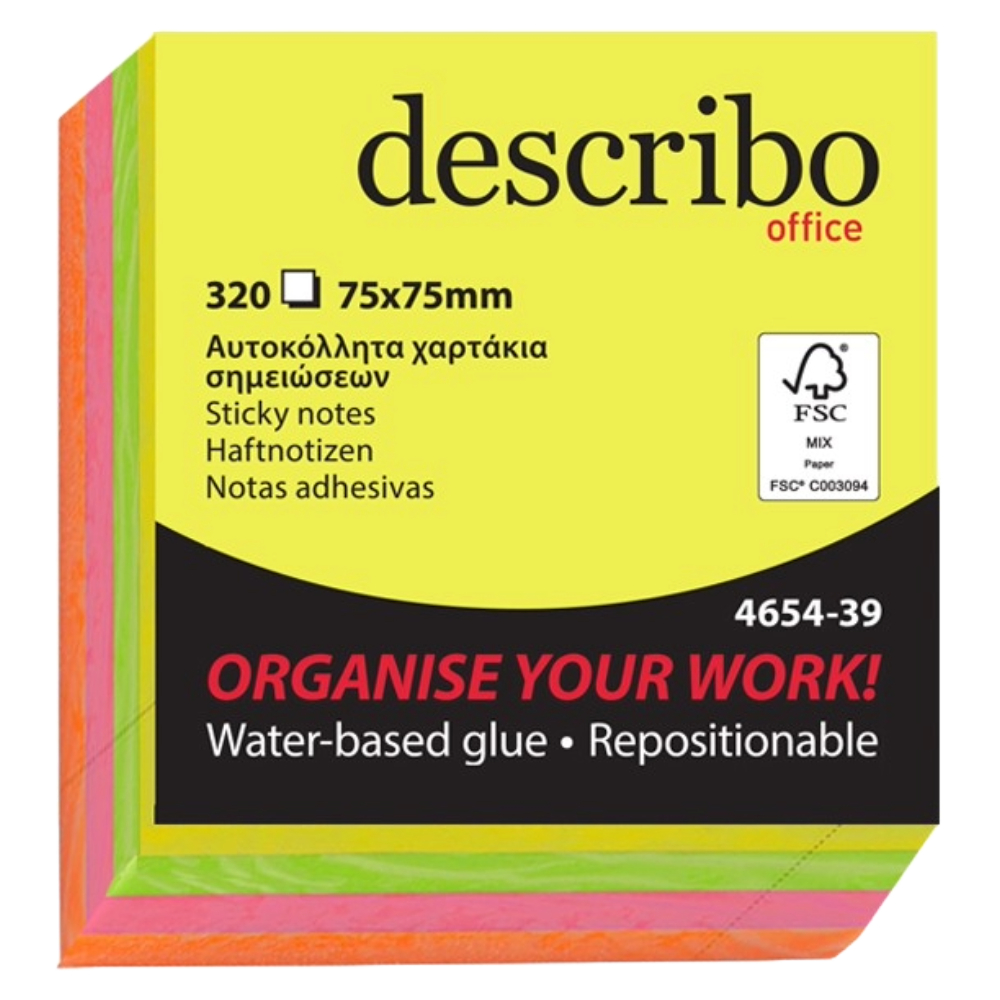 NOTES DESCRIBO ΚΥΒΟΣ 75x75mm 320φ BRILANT 4 ΧΡΩΜ. 4654-39