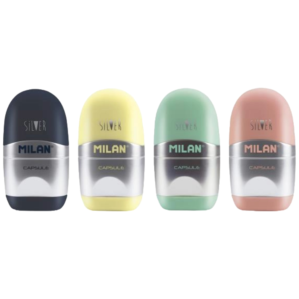 ΓΟΜΑ + ΞΥΣΤΡΑ ΜΟΝΗ MILAN CAPSULE SILVER ΚΟΥΤΙ=12 ΤΕΜ.( 4 ΑΣΟΡΤΙ) 4714112