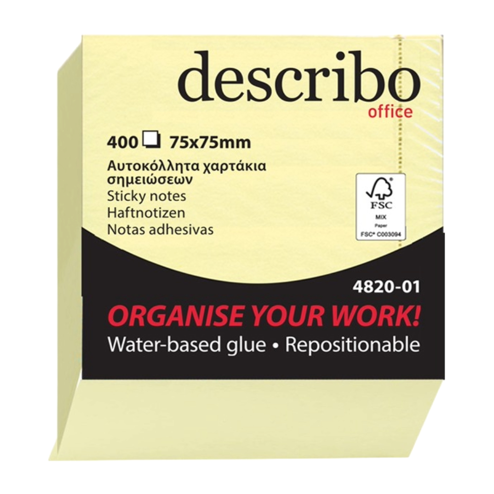 NOTES DESCRIBO ΚΥΒΟΣ 75x75mm 400φ ΚΙΤΡΙΝΟΣ 4820-01