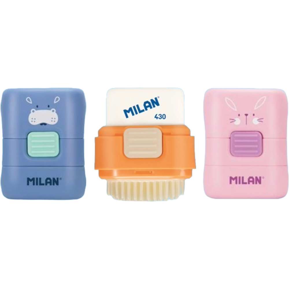 ΓΟΜΑ + ΒΟΥΡΤΣΑΚΙ MILAN COMPACT FUN ANIMALS ΚΟΥΤΙ=16 ΤΕΜ.(4 ΑΣΟΡΤΙ) 4901116FA