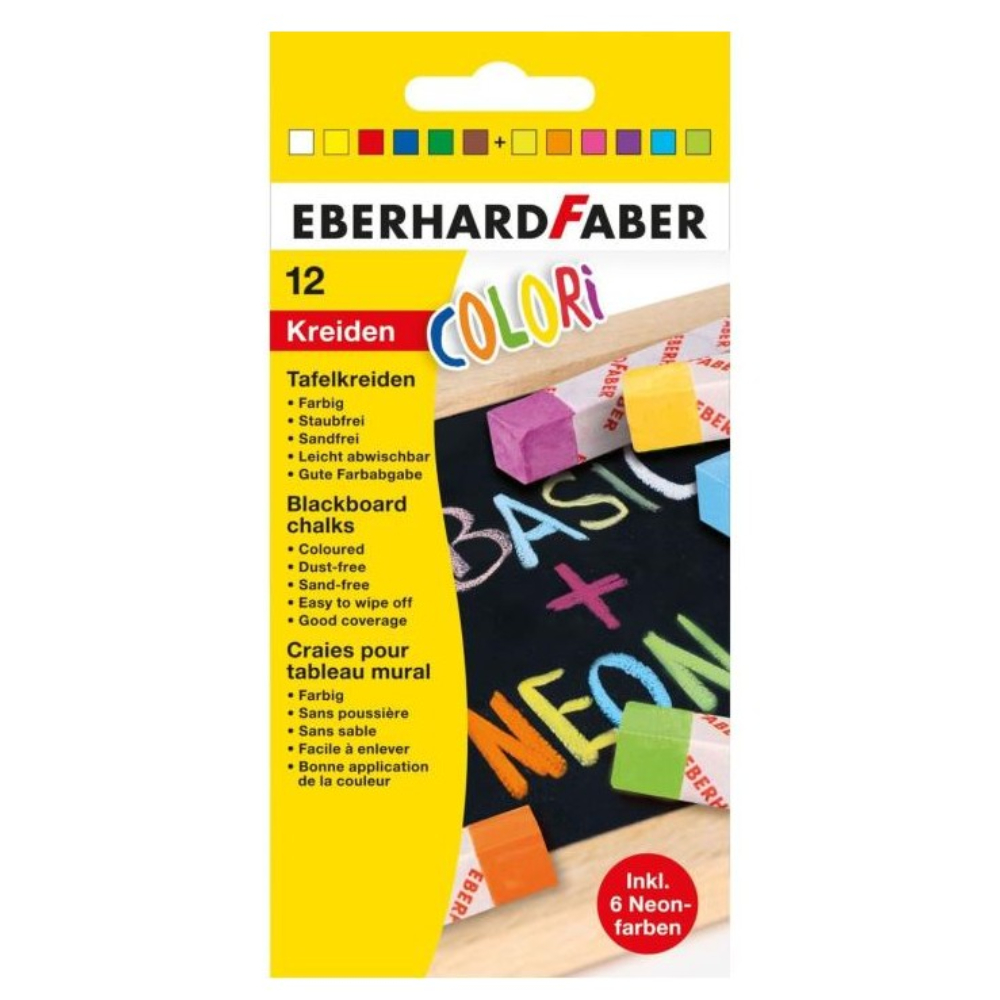 ΚΙΜΩΛΙΕΣ EFA FABER 5260-12 ΤΕΤΡΑΓΩΝΕΣ 9CM, (12 ΧΡΩΜ.=6 CLASSIC+ 6 NEON)