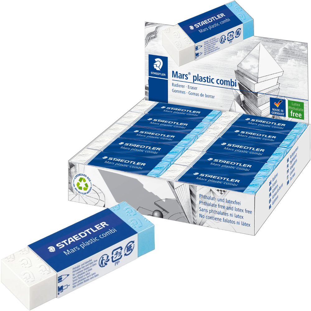 ΓΟΜΟΛΑΣΤΙΧΑ STAEDTLER 526 508 ΛΕΥΚΗ/ΜΠΛΕ ΣΧΕΔΙΟΥ MARS PLASTIC COMBI (ΠΑΚ= 20 ΤΕΜ)