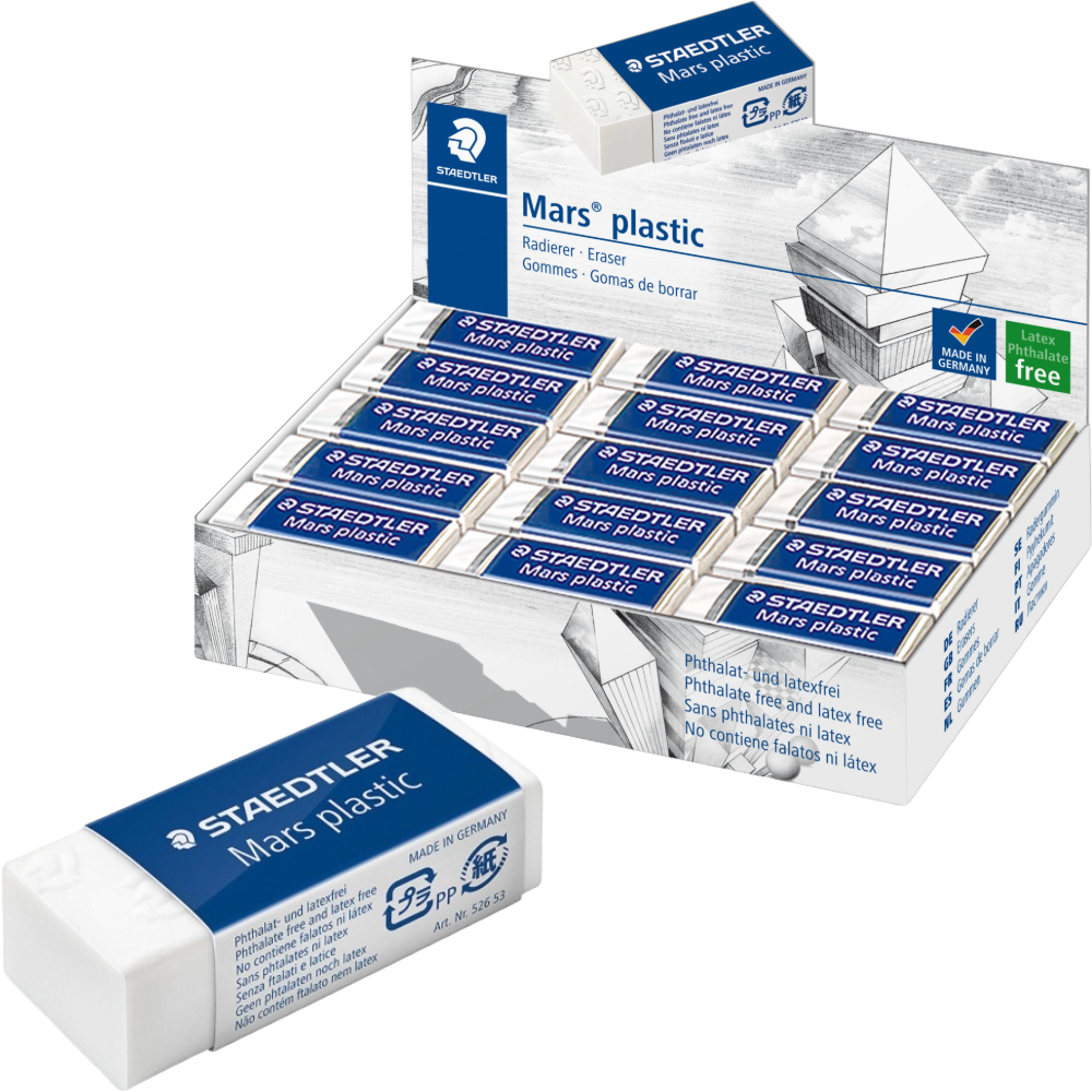 ΓΟΜΟΛΑΣΤΙΧΑ STAEDTLER 526 53 ΛΕΥΚΗ ΣΧΕΔΙΟΥ MARS PLASTIC (ΠΑΚ= 30 ΤΕΜ) 43X19X13MM
