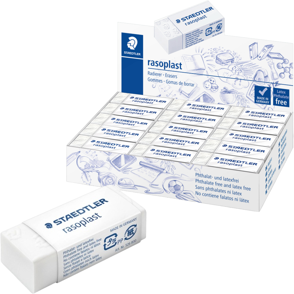 ΓΟΜΟΛΑΣΤΙΧΑ STAEDTLER 526 B30 ΛΕΥΚΗ RASOPLAST (ΠΑΚ= 30 ΤΕΜ) 43X19X13MM
