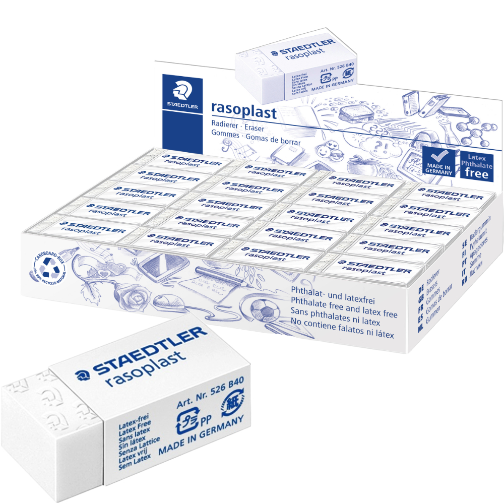 ΓΟΜΟΛΑΣΤΙΧΑ STAEDTLER 526 B40 ΛΕΥΚΗ RASOPLAST (ΠΑΚ= 40 ΤΕΜ) 33X16X13MM