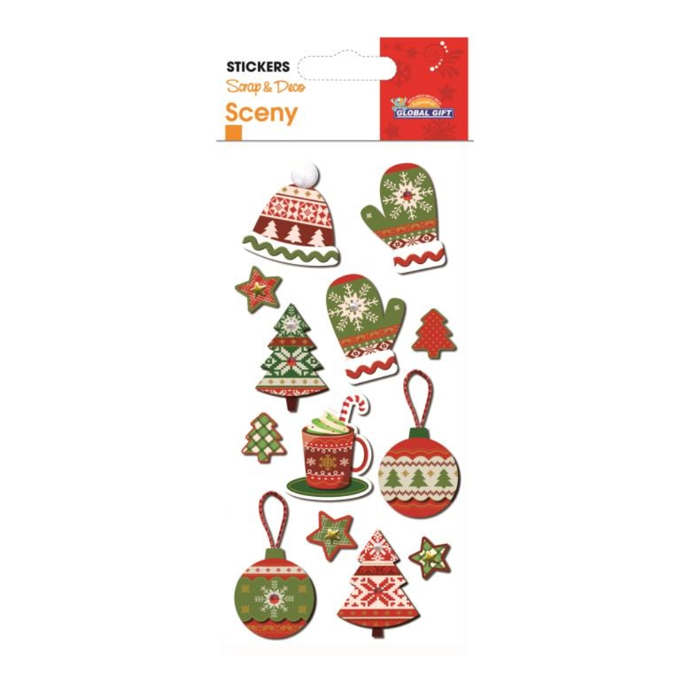 STICKERS CHRISTMAS SCENY 8X12CM 540026 GLOBAL GIFT