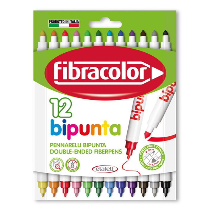 ΜΑΡΚΑΔΟΡΟΙ FIBRA (2 ΜΥΤΕΣ) BIPUNTA 12 ΧΡΩΜ 544SW12S