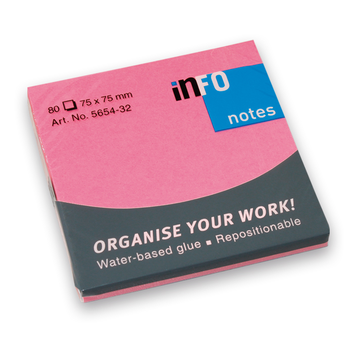 NOTES INFO 75x75mm 80φ 5654-32 BRILLIANT ΡΟΖ