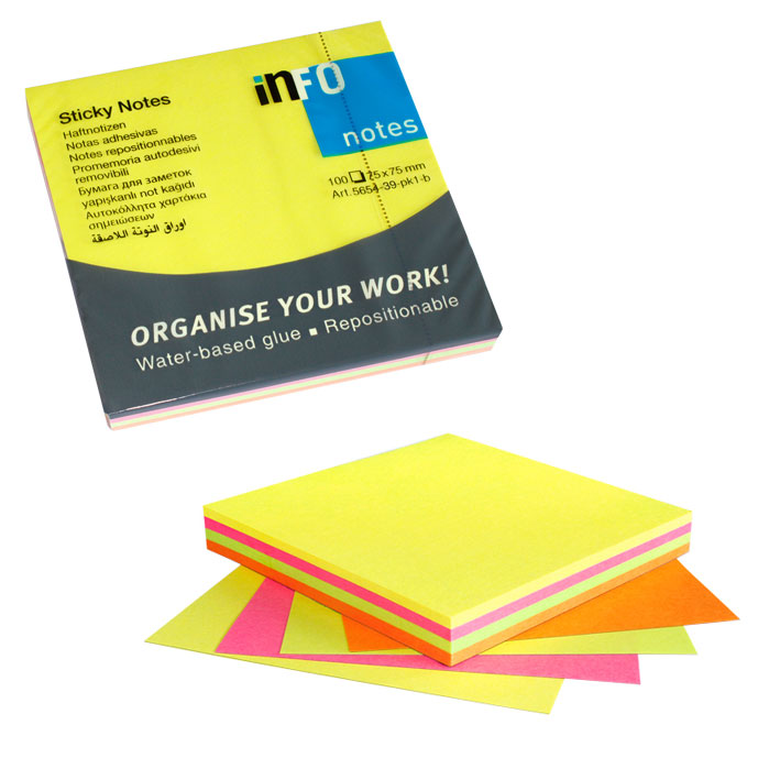 NOTES INFO 75x75mm 100φ 5654-39-PK1-B 4 ΧΡΩΜΑΤΑ BRILLIANT ΑΣΟΡΤΙ