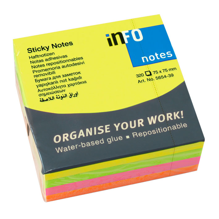 NOTES INFO 75x75mm ΚΥΒΟΣ 320φ 5654-39 4 ΧΡΩΜΑΤΑ BRILLIANT